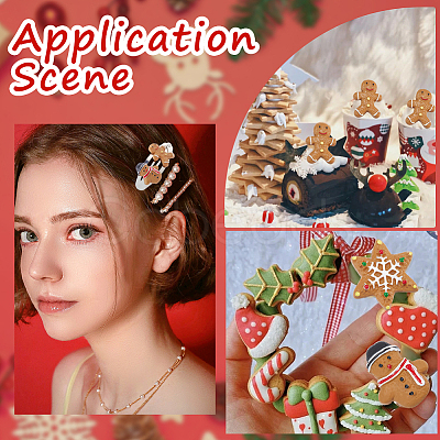 48Pcs 4 Styles Christmas Plastic Cabochons FIND-SC0011-29-1