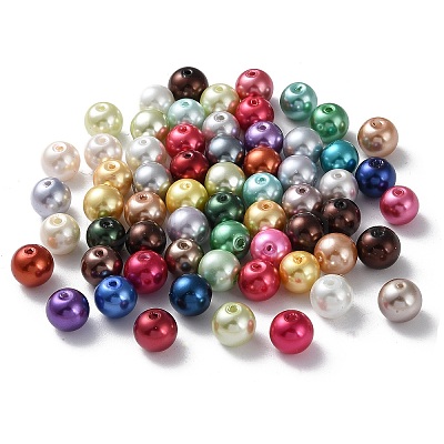 Baking Paint Pearlized Glass Pearl Round Bead Strands X1-HY-Q004-8mm-M-1