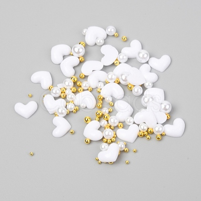 Heart Plastic Cabochons Nail MRMJ-I001-04B-G-1