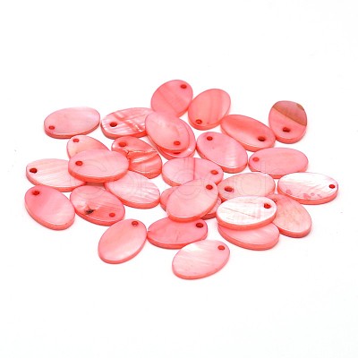 Dyed Freshwater Shell Flat Oval Charms SHEL-M002-03A-1