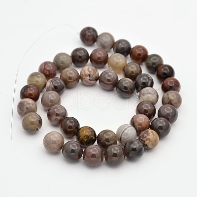 Natural Petrified Wood Round Beads Strands G-P101-01-8mm-1