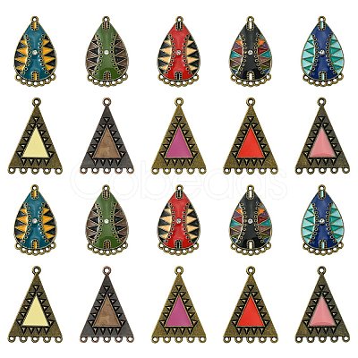 40Pcs 10 Styles Alloy Enamel Chandelier Component Links FIND-CJ0001-81-1