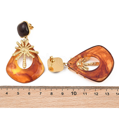 304 Stainless Steel & Resin Stud Dangle Earrings for Women SA-CBA717A-01G-04-1