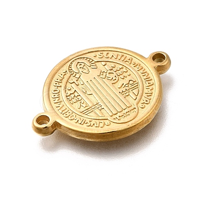 304 Stainless Steel Saint Benedict Medal Cross Connector Charms X-STAS-C119-12G-1