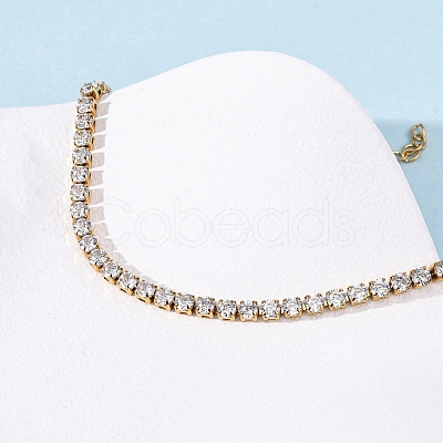 304 Stainless Steel with Cubic Zirconia Link Chain Bracelets for Women BJEW-G754-01B-G03-1