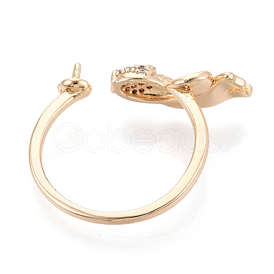 Fish Brass Micro Pave Clear Cubic Zirconia Cuff Ring Settings KK-T076-52G-1