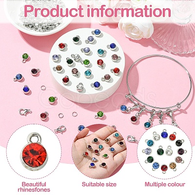 DIY 304 Stainless Steel Expandable Bangle with Charms Making Kit DIY-YW0008-68-1