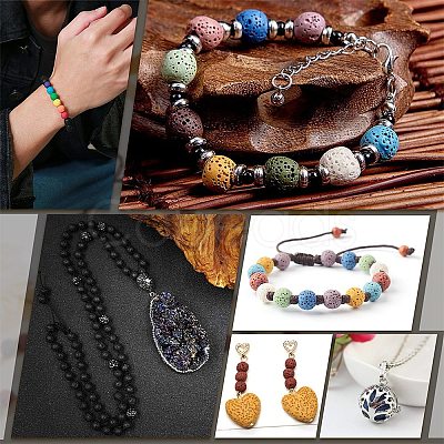 Synthetic Lava Rock Beads Strands G-S277-8mm-02-1