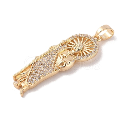 Brass Clear Cubic Zirconia Pendants KK-Z050-02G-1