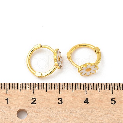 Daisy Brass Enamel Hoop Earrings for Women EJEW-G434-02G-1