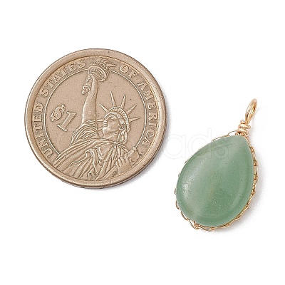 Natural Green Aventurine Pendants PALLOY-JF04776-02-1