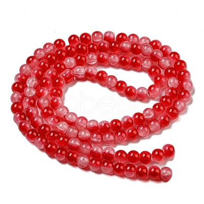 Crackle Baking Paint Imitation Jade Glass Beads Strands DGLA-T003-6mm-M-1