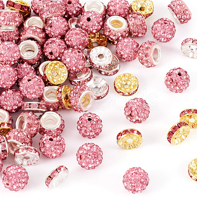 120Pcs 4 Styles Pave Disco Ball Beads RB-TA0001-16-1