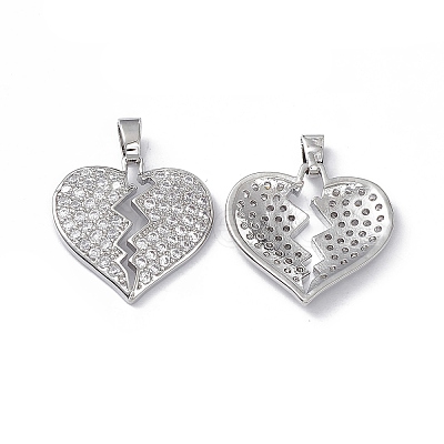 Brass Clear Cubic Zirconia Pendants KK-E068-VA124-1-1