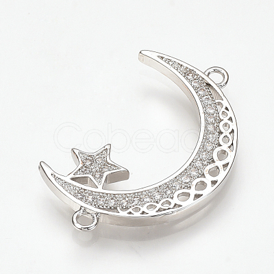 Brass Micro Pave Cubic Zirconia Links ZIRC-T004-04P-1