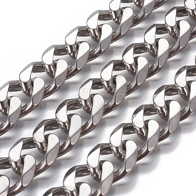 Non-Tarnish 201 Stainless Steel Cuban Link Chains CHS-P007-04P-02B-1