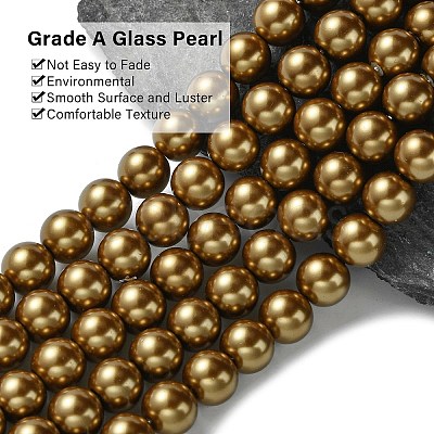 Eco-Friendly Dyed Glass Pearl Round Beads Strands HY-A002-8mm-RB037-1