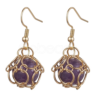 Natural Mixed Gemstone Dangle Earrings EJEW-JE05659-01-1
