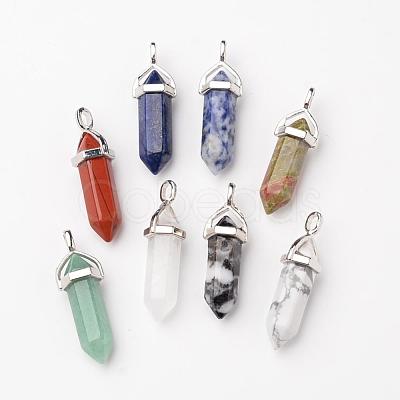 Natural Mixed Gemstone Double Terminated Pointed Pendants G-F295-04-1