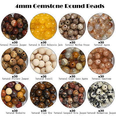 DIY Natural Gemstone Round Beads Stretch Bracelets Making Kits DIY-YW0011-52-1