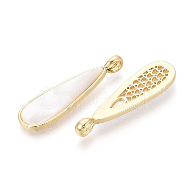 Natural White Shell Pendants KK-T073-65B-1