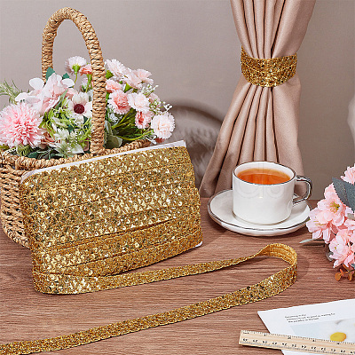 Polyester with PVC Paillette Lace Trim Ribbon OCOR-WH0101-91A-1