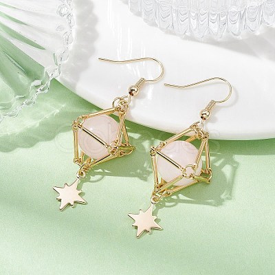 Natural Rose Quartz Dangle Earrings EJEW-JE05499-02-1