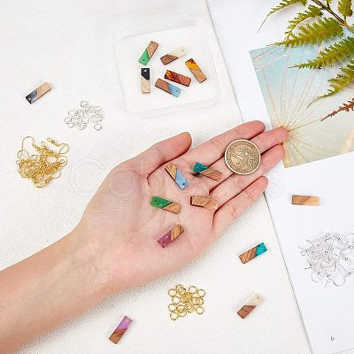 DIY 8 Pairs Rectangle Resin & Walnut Wood Earring Makings DIY-FH0001-87-1