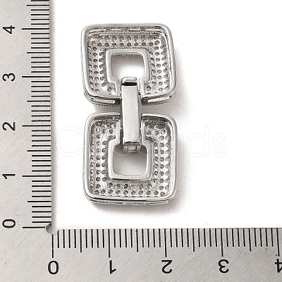 Brass Micro Pave Clear Cubic Zirconia Fold Over Clasps KK-G481-04P-1