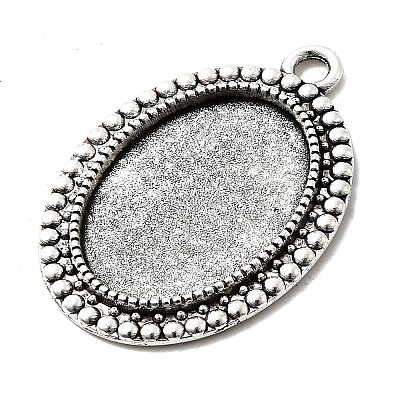 Tibetan Style Alloy Pendant Cabochon Settings X-TIBEP-N003-37AS-1