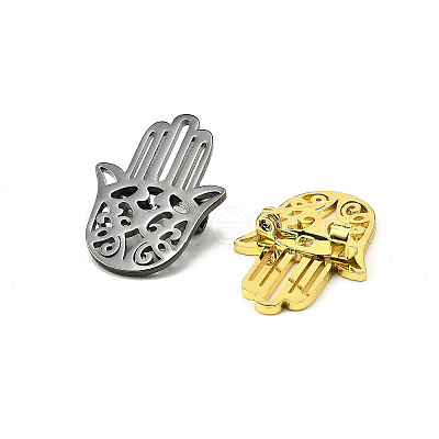 12Pcs 3 Colors Hamsa Hand 201 Stainless Steel Brooches for Backpack Clothes JEWB-A033-14-1
