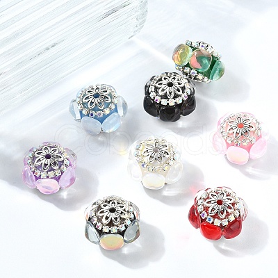 8Pcs 8 Colors Acrylic Rhinestone Rondelle Beads CLAY-YW0002-72-1