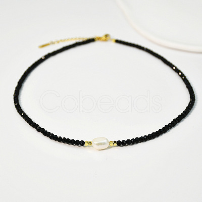 Natural Freshwater Pearl & Glass Beaded Necklaces for Women AC5368-9-1