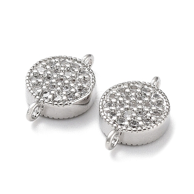 Rack Plating Brass Micro Pave Clear Cubic Zirconia Connector Charms KK-Z036-07P-1