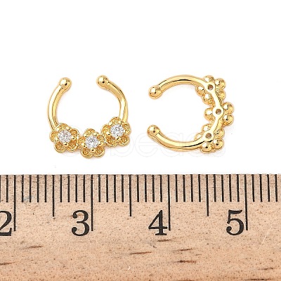 Brass Pave Clear Cubic Zirconia Circular/Horseshoe Barbell Nose Rings EJEW-D337-18D-G-1