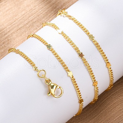 Brass Curb Chains Necklaces for Women NJEW-D302-09G-1