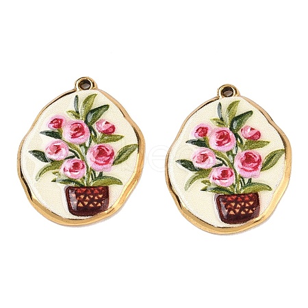 304 Stainless Steel Enamel Pendants SA-CBADCC9-01D-G-1