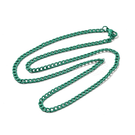 Spray Painted 201 Stainless Steel Curb Chain Necklaces NJEW-R258-01F-1