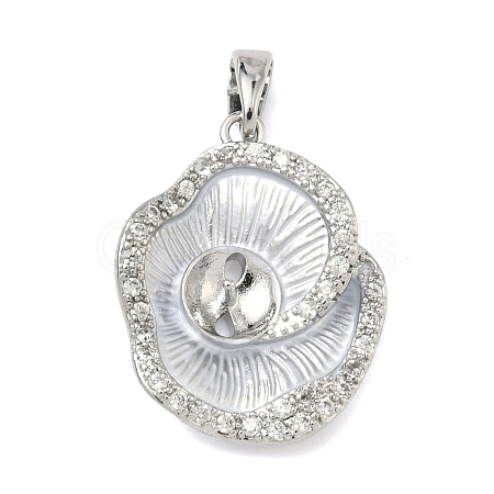 Brass Micro Pave Clear Cubic Zirconia Pendant Cabochon Settings KK-G556-06P-1