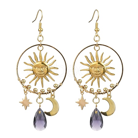 Sun & Moon & Star Alloy Chandelier Earrings EJEW-TA00329-1