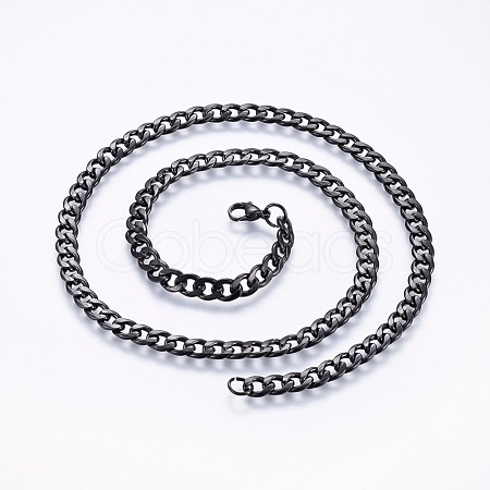 304 Stainless Steel Curb Chain Necklaces NJEW-O102-02B-1
