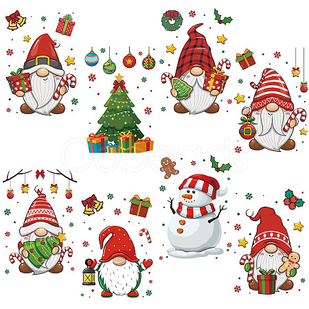 8 Sheets 8 Styles Christmas PVC Waterproof Wall Stickers DIY-WH0345-043-1