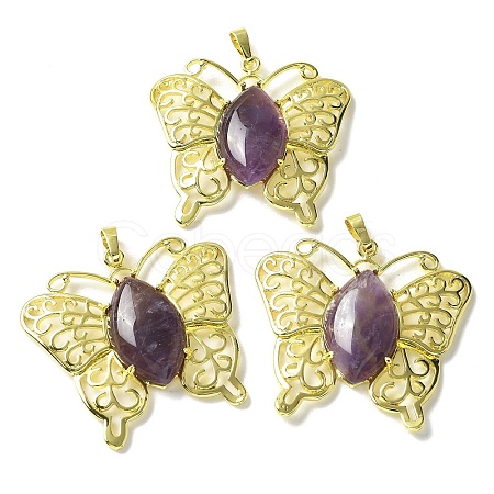 Natural Amethyst Pendants G-M288-01G-14-1