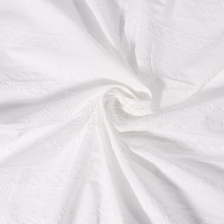 Floral Embroidered Cotton Fabric DIY-WH0786-55-1