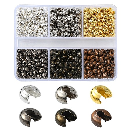 1200Pcs 6 Colors Iron Crimp Beads Covers IFIN-YW0003-72-1