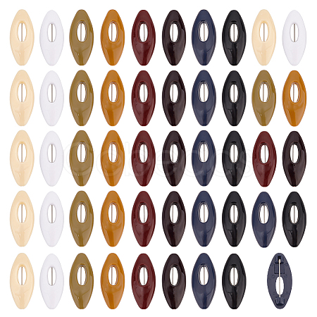 48Pcs Hollow Oval Plastic Cover Scarf Safety Pin JEWB-WH0023-58P-1