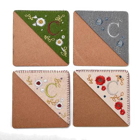 4Pcs Letter Personalized Hand Embroidered Corner Bookmarks JX587C-1