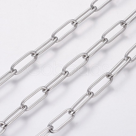 Tarnish Resistant 3.28 Feet Handmade 304 Stainless Steel Paperclip Chains X-STAS-F230-15P-1