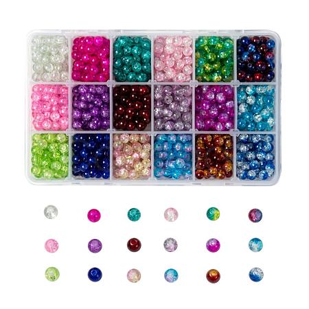 18 Colors Spray Painted Crackle Glass Beads CCG-JP0001-02B-1
