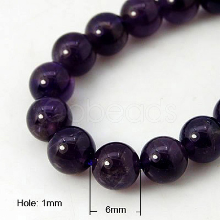 Natural Amethyst Beads Strands G-G099-6mm-2-1